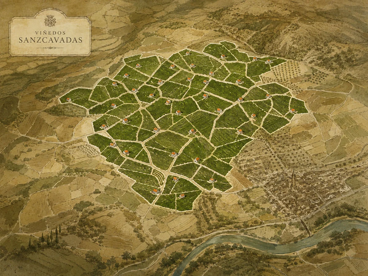Mapa ilustrado del territorio de Viñedos SanzCavadas
